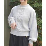 グレージュ | リボン×ケーブルニットPO | axes femme