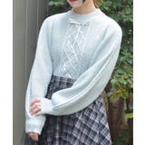 ミント | リボン×ケーブルニットPO | axes femme