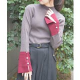 グレー | バイカラーニットプルオーバー | axes femme