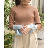 キャメル | バイカラーニットプルオーバー | axes femme