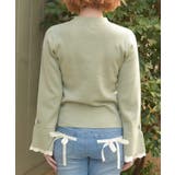 ローズ刺繍フレア袖配色ニット | axes femme | 詳細画像3 