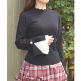 ローズ刺繍フレア袖配色ニット | axes femme | 詳細画像6 