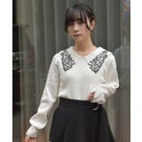 フラワー刺繍セーラー襟ニット | axes femme | 詳細画像11 