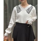 フラワー刺繍セーラー襟ニット | axes femme | 詳細画像9 