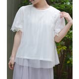 白 | レース重ね袖チュールプルオーバー | axes femme