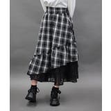 黒 | チェックアシメフリルスカート | axes femme