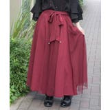 ワイン | ドットチュール切替フレアスカート | axes femme
