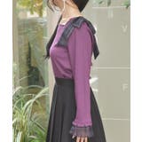 チェック柄シフォンリボンプルオーバー | axes femme | 詳細画像2