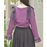 チェック柄シフォンリボンプルオーバー | axes femme | 詳細画像3
