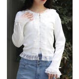 白 | ローズボタンフリルトップス | axes femme