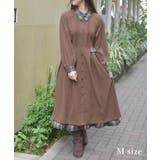 茶 | 襟デザイン連釦バイカラーワンピース | axes femme