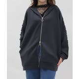チャコール | 袖レースロングパーカー | axes femme
