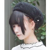 黒 | コサージュ付きニットベレー | axes femme