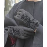 黒 | レースアップベロアリボン手袋 | axes femme