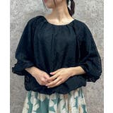 黒 | 総レースバルーンプルオーバー | axes femme