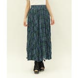 ブルー | シワ加工チェック柄スカート | axes femme