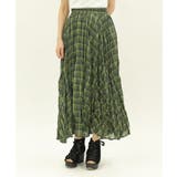 グリーン | シワ加工チェック柄スカート | axes femme