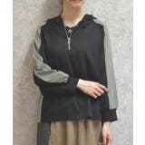 黒 | 異素材配色パーカー | axes femme