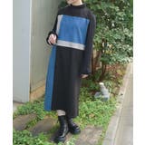 ブルー | 配色スエードワンピース | axes femme