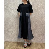 黒 | プリーツ切替ワンピース | axes femme