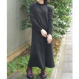 黒 | 起毛カットタックスリーブワンピース | axes femme