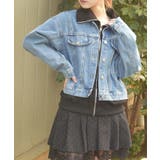 黒 | 異素材レイヤードデニムジャケット | axes femme