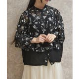黒 | 花柄切替ブラウス | axes femme