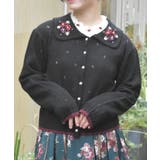 黒 | フラワーリボン刺繍ニットカーディガン | axes femme