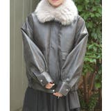 黒 | ファー付合成皮革ブルゾン | axes femme