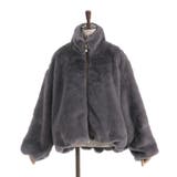 チャコール | ラビットライクファーコート | axes femme