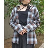 茶 | チェック柄ロングシャツ | axes femme