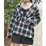 黒 | チェック柄ロングシャツ | axes femme