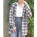 ベージュ | フード付きチェックシャツ | axes femme