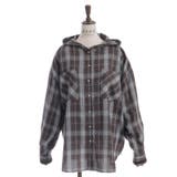 茶 | フード付きチェック柄シャツ | axes femme