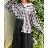 サックス | フード付シアーチェックシャツ | axes femme