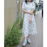 白 | フラワー柄ハイウエストワンピース | axes femme