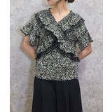 黒 | 2WAYフリル×チュールブラウス | axes femme