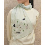 ネコ×花刺繍ストール[品番：IGAW0006139]｜axes femme