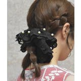 黒 | パール付きレースシュシュ | axes femme