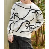 生成り | リボン柄ニットプルオーバー | axes femme