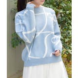 サックス | リボン柄ニットプルオーバー | axes femme