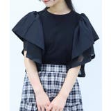 黒 | フレア袖Tシャツ | axes femme