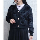 黒 | モチーフ付ニットカーデ | axes femme