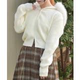 白 | ファー付ニットパーカー | axes femme