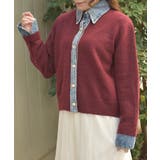 ワイン | デニム切替ニット | axes femme