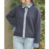 紺 | デニム切替ニット | axes femme