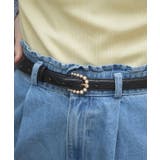 黒 | パールバックルキルト細ベルト | axes femme