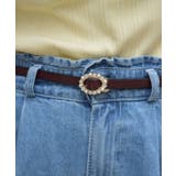 Ｄブラウン | ビジューバックル細ベルト | axes femme