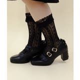 黒 | 透かしハートリボン柄ソックス | axes femme