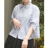 黒 | 袖リボンストライプシャツ | axes femme